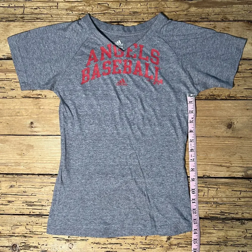 Adidas Youth M Gray V Neck Angels Baseball T Shirt